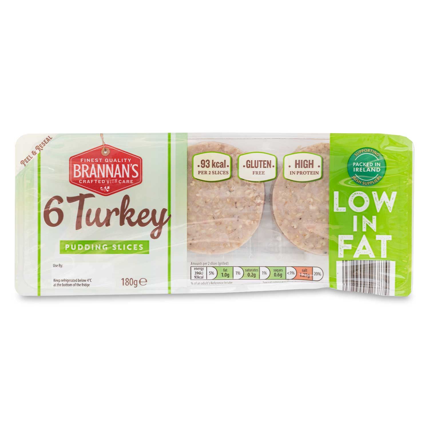 Turkey Pudding Slices 180g 6 Pack Brannan's